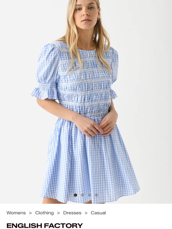 English Factory Dresses & Skirts - English Factory Light Blue Gingham Smocked Mini Dress